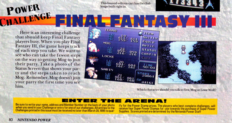 Final Fantasy III Contest Nintendo Power Feb1995