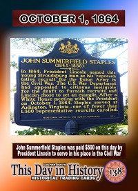 0138 - October 1, 1864 - James Summerfield Staples - He was paid $500 by President Lincoln to serve in his place