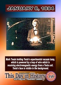 0236 - January 8, 1894 - Mark Twain Holding Tesla's Vacuum Lamp